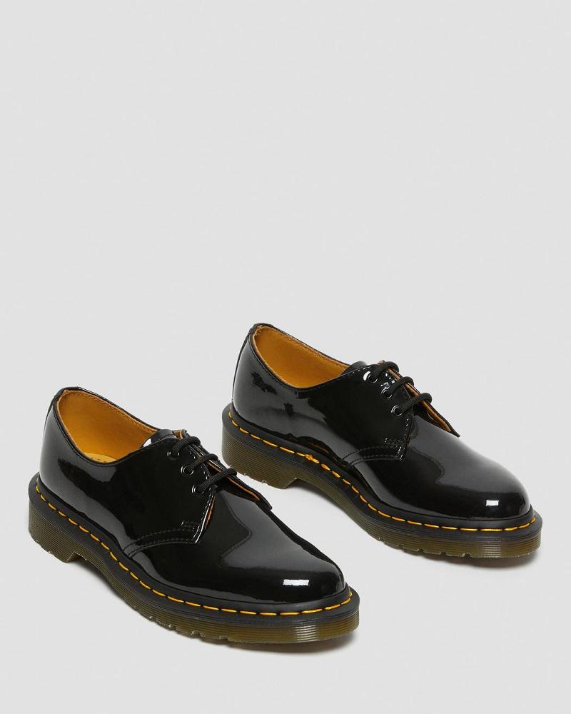 Black Women's Dr Martens 1461 Patent Leather Oxfords Shoes | CA 363FDN